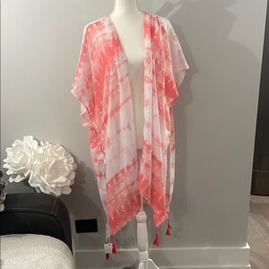 Styline Coral Tie-Dye Kimono Cardigan